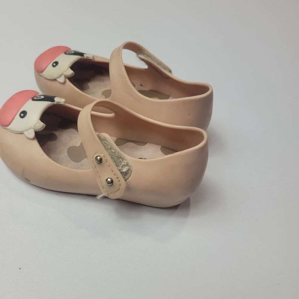 Mini Melissa Sandals Girls Size‎ 7 Cow Pink Pull On Comfort Stretch Jelly Shoes